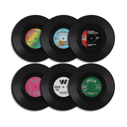 6pcs Retro Vinyl Record Drink Coasters Set