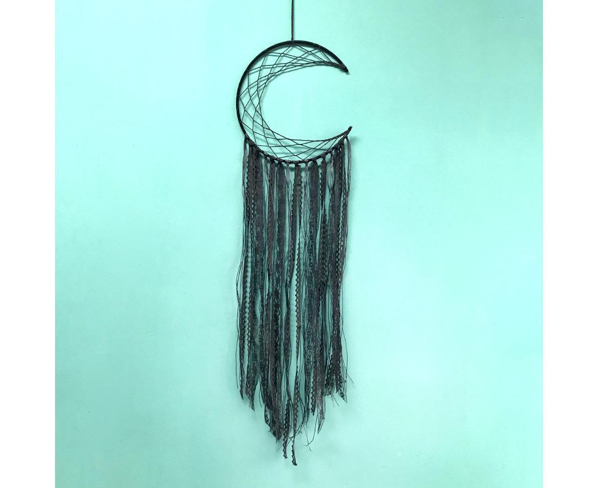Hollow Round Moon Shape Tassel Dream Catcher Hanging Pendant Home Bedroom Decor- B
