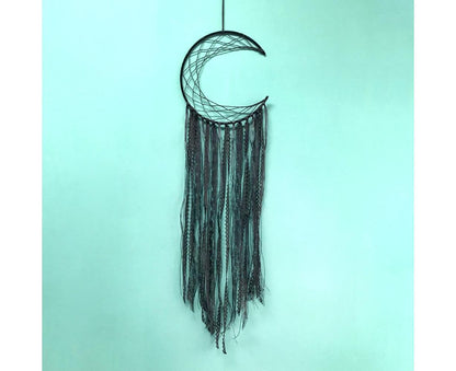 Hollow Round Moon Shape Tassel Dream Catcher Hanging Pendant Home Bedroom Decor- B