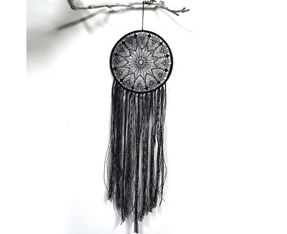 Hollow Round Moon Shape Tassel Dream Catcher Hanging Pendant Home Bedroom Decor- B