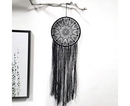 Hollow Round Moon Shape Tassel Dream Catcher Hanging Pendant Home Bedroom Decor- B