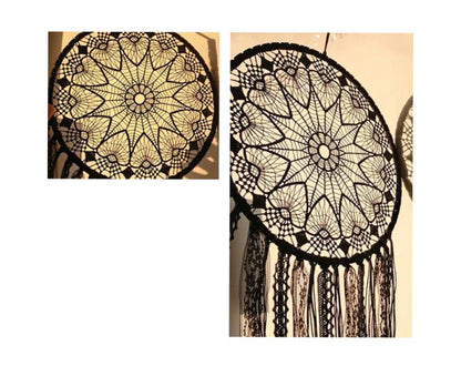 Hollow Round Moon Shape Tassel Dream Catcher Hanging Pendant Home Bedroom Decor- B