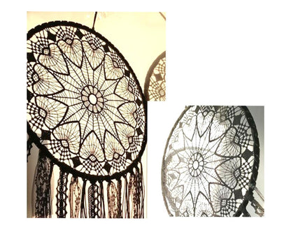 Hollow Round Moon Shape Tassel Dream Catcher Hanging Pendant Home Bedroom Decor- B