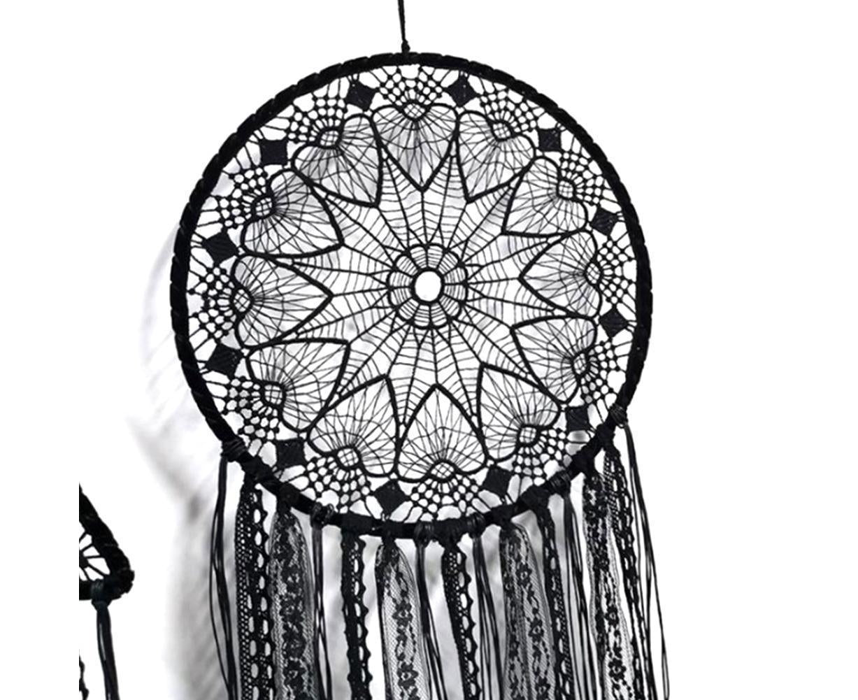 Hollow Round Moon Shape Tassel Dream Catcher Hanging Pendant Home Bedroom Decor- B