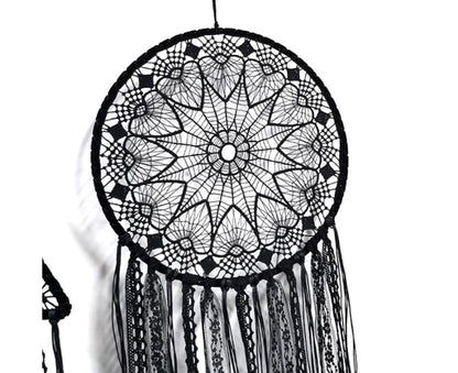 Hollow Round Moon Shape Tassel Dream Catcher Hanging Pendant Home Bedroom Decor- B