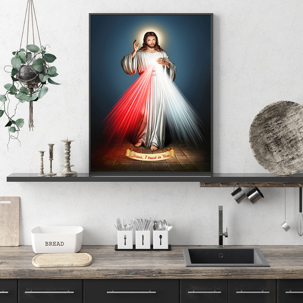 Wall Art Jesus Divine Mercy I Trust In You Canvas with Frame