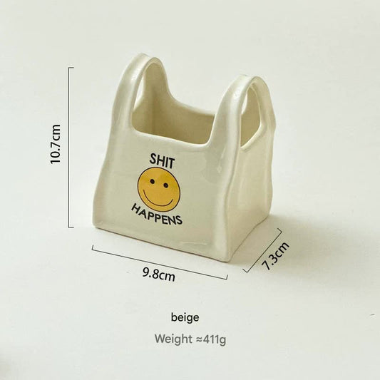 Ceramic Desktop Organizer - Cute Hand Shaped Pencil Holder and Makeup Brush Storage for Home and Office