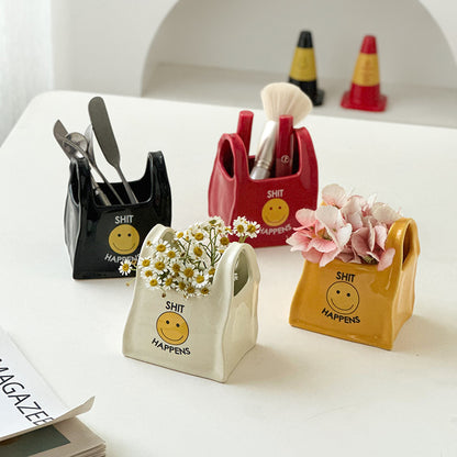 Ceramic Desktop Organizer - Cute Hand Shaped Pencil Holder and Makeup Brush Storage for Home and Office