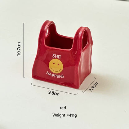 Ceramic Desktop Organizer - Cute Hand Shaped Pencil Holder and Makeup Brush Storage for Home and Office