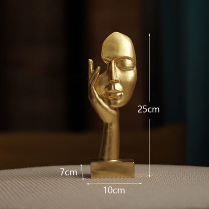 Elegant Abstract Face Sculpture - Modern Resin Art Figurine