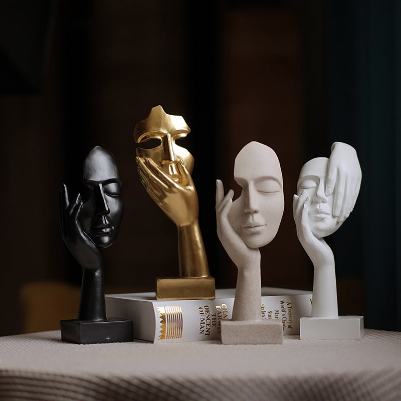 Elegant Abstract Face Sculpture - Modern Resin Art Figurine