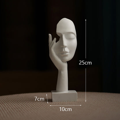 Elegant Abstract Face Sculpture - Modern Resin Art Figurine