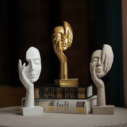 Elegant Abstract Face Sculpture - Modern Resin Art Figurine