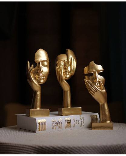 Elegant Abstract Face Sculpture - Modern Resin Art Figurine