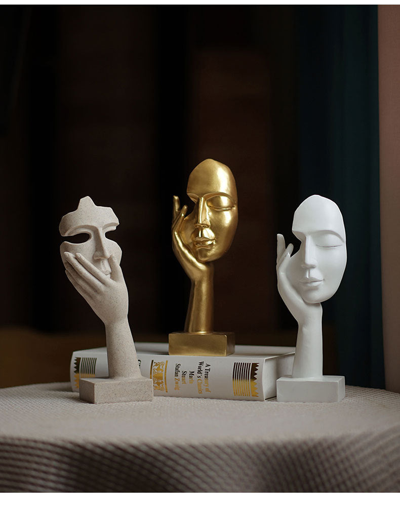Elegant Abstract Face Sculpture - Modern Resin Art Figurine