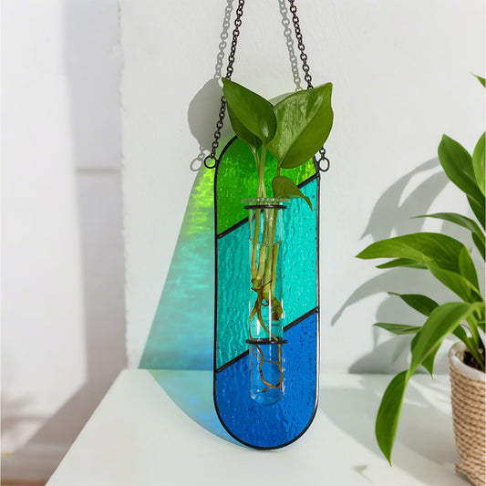 Handcrafted Colored Glass Hydroponic Test Tube Vase - Creative Indoor Wall-Mounted Decor for