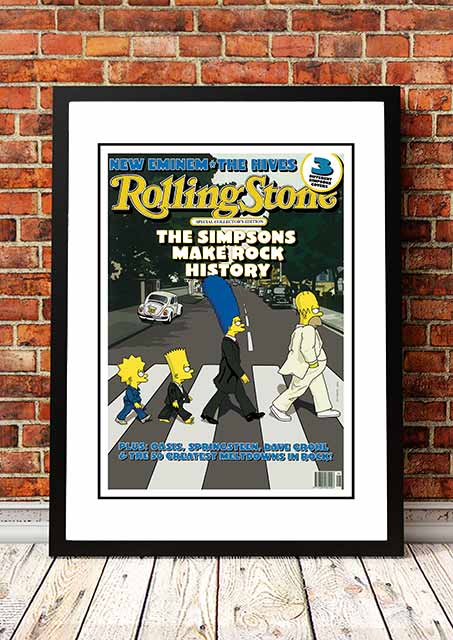 The Simpsons 'Abbey Rd' Rolling Stone Magazine Cover! - Framed