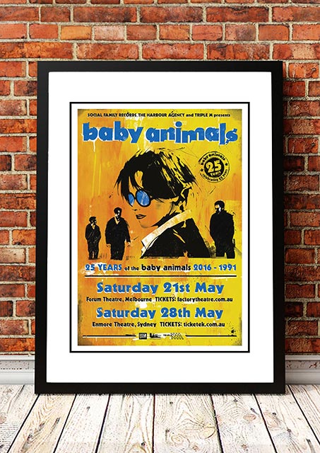 Baby Animals ’25 Years’ Sydney / Melbourne, Australia 2016 Tour Poster - Framed