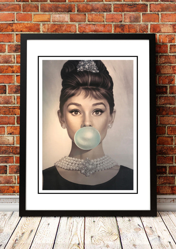 Audrey Hepburn ‘Bubblegum’ Pop Art Poster - Framed