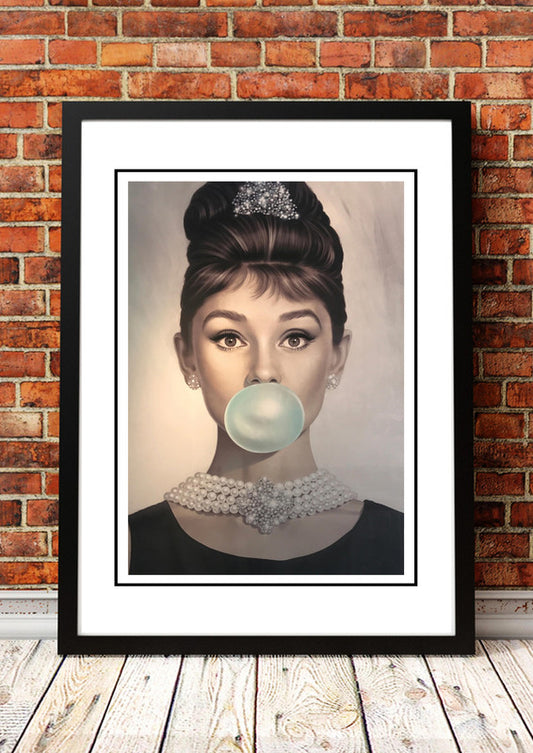 Audrey Hepburn ‘Bubblegum’ Pop Art Poster - Framed