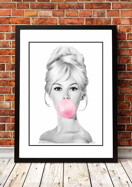 Bridgit Bardot ‘Bubblegum’ Pop Art Poster - Framed