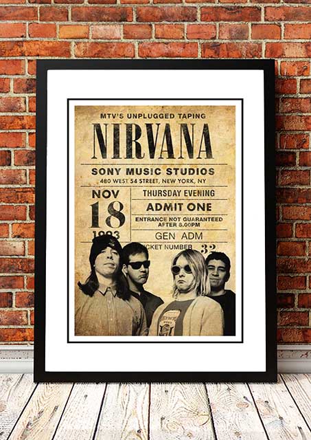 Nirvana ‘MTV Unplugged’ New York, USA Pop Art Print 1993 - Framed