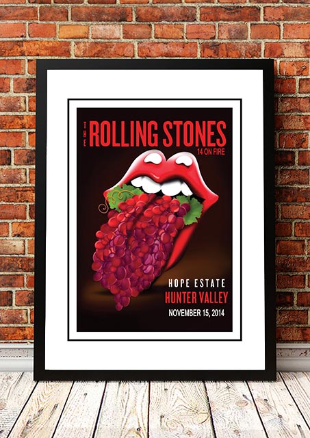 The Rolling Stones 'Hunter Valley' Australia Concert Poster 2014 - Framed
