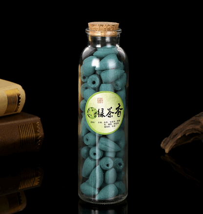 70Pcs Glass Bottle Package Flavor Hollow Backflow Incense Cones