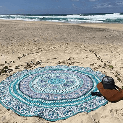 Traditional Elephant Round Mandala Tapestry