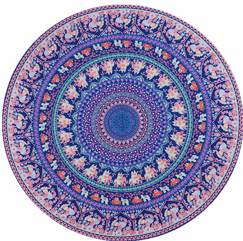 Traditional Elephant Round Mandala Tapestry