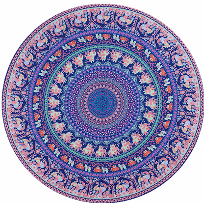 Traditional Elephant Round Mandala Tapestry