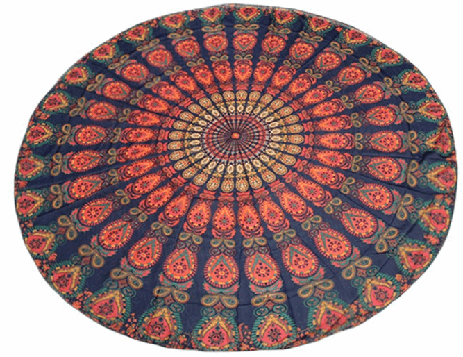 Traditional Elephant Round Mandala Tapestry