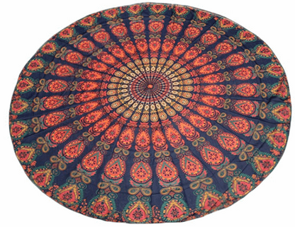 Traditional Elephant Round Mandala Tapestry