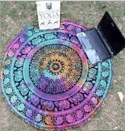 Traditional Elephant Round Mandala Tapestry