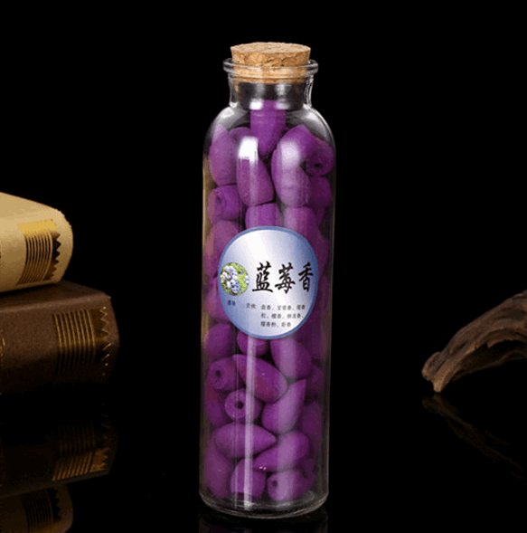 70Pcs Glass Bottle Package Flavor Hollow Backflow Incense Cones