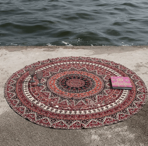 Traditional Elephant Round Mandala Tapestry