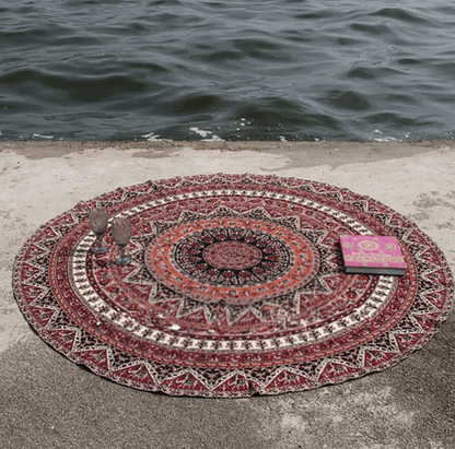 Traditional Elephant Round Mandala Tapestry