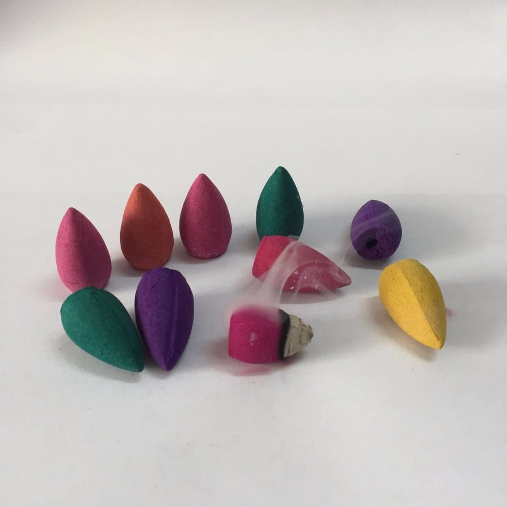 70Pcs Glass Bottle Package Flavor Hollow Backflow Incense Cones