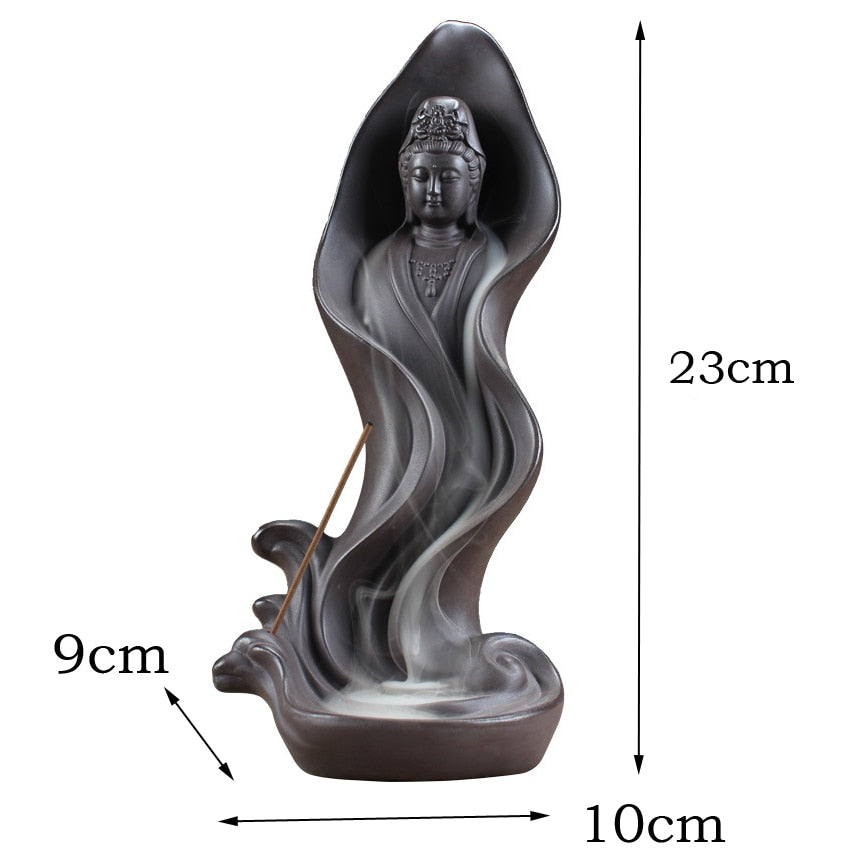Guanyin Buddhist Backflow Incense Burner