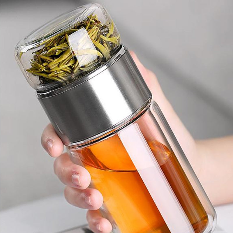 390ml High Borosilicate Glass Tea Water Bottle