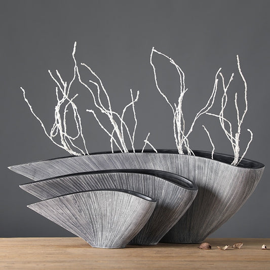 Nordic Fan-Shaped Resin Vases