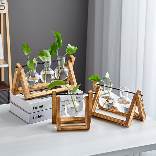 Modern Minimalism - Garden Wooden Glass Vases