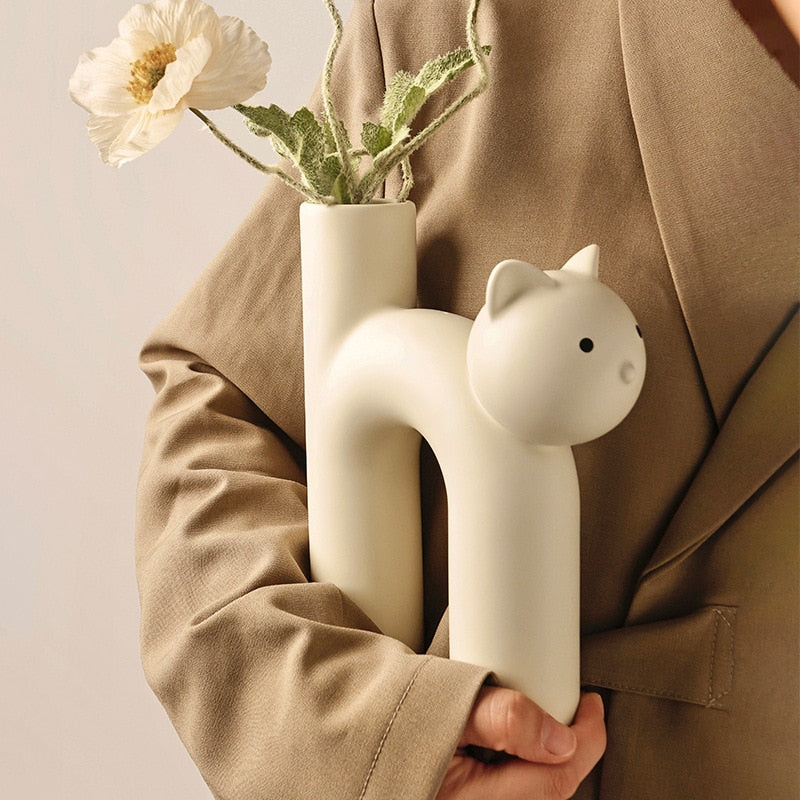 Cute Cat Vase - Cathead H-Shaped Tube Vase