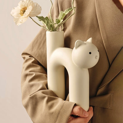 Cute Cat Vase - Cathead H-Shaped Tube Vase