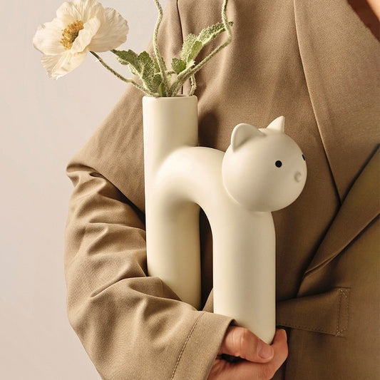 Cute Cat Vase - Cathead H-Shaped Tube Vase